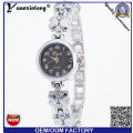 Yxl-808 2015 Montre de mode Or Argent Bande d&#39;alliage Bracelet en cristal Montre à fleurs roses Montre bracelet en dentelle slim